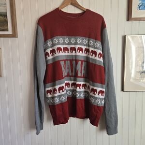 Alabama Crimson Tide "Bama" Red and Gray Christmas Sweater with Elephant Pattern